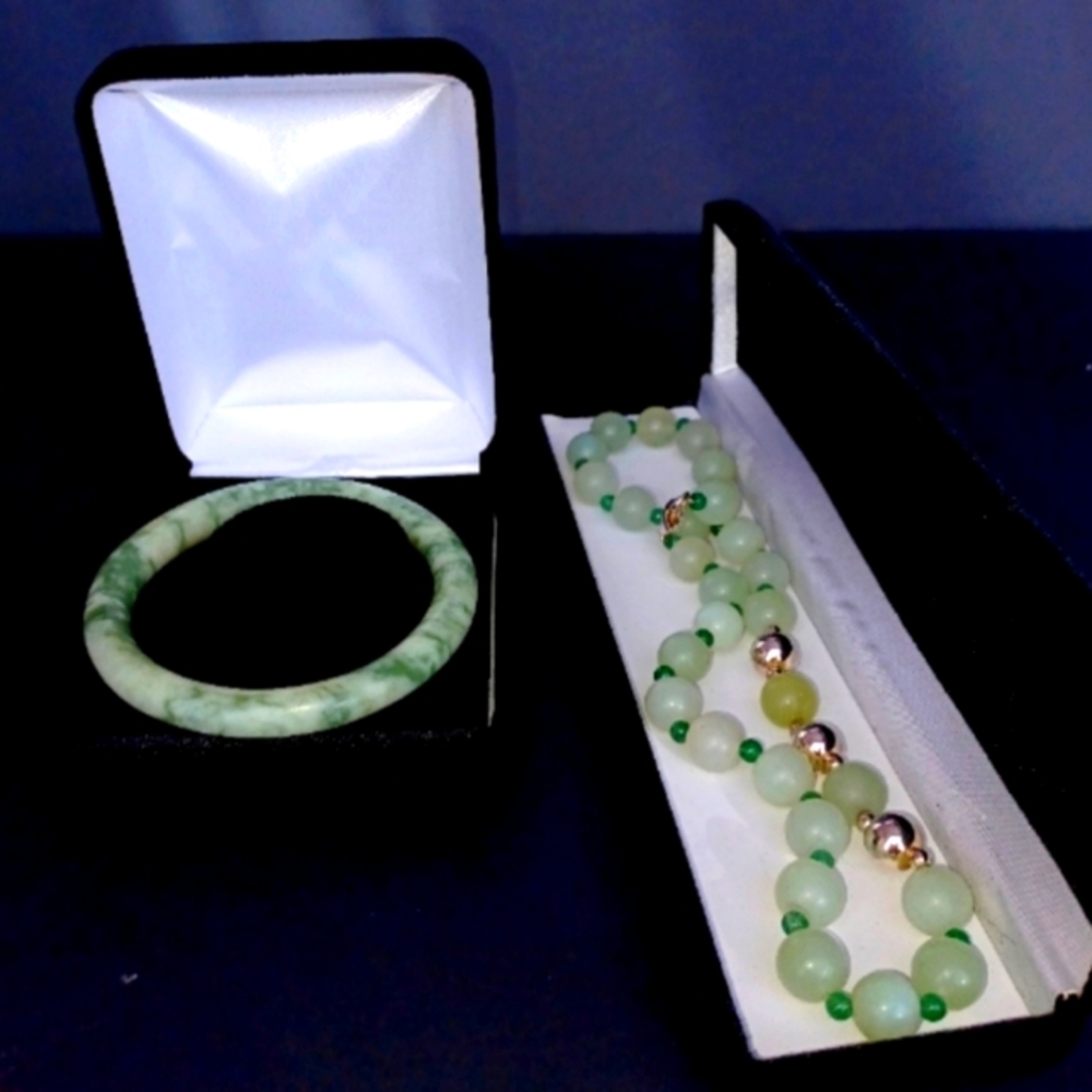 Natural stone & 925 Set - Necklace & Bangle Set